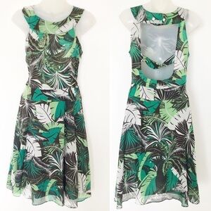 Vanitas of California Womens Y2K Vintage Palm Print Sleeveless Dress Size M